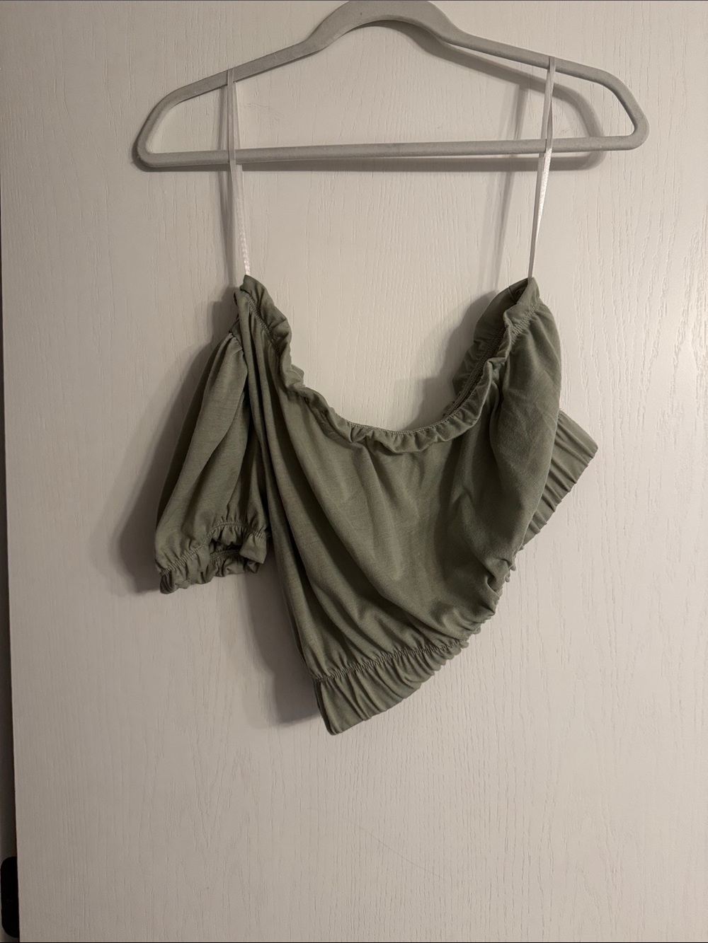 Vero Moda Olive Green Off-Shoulder Smocked Camisole